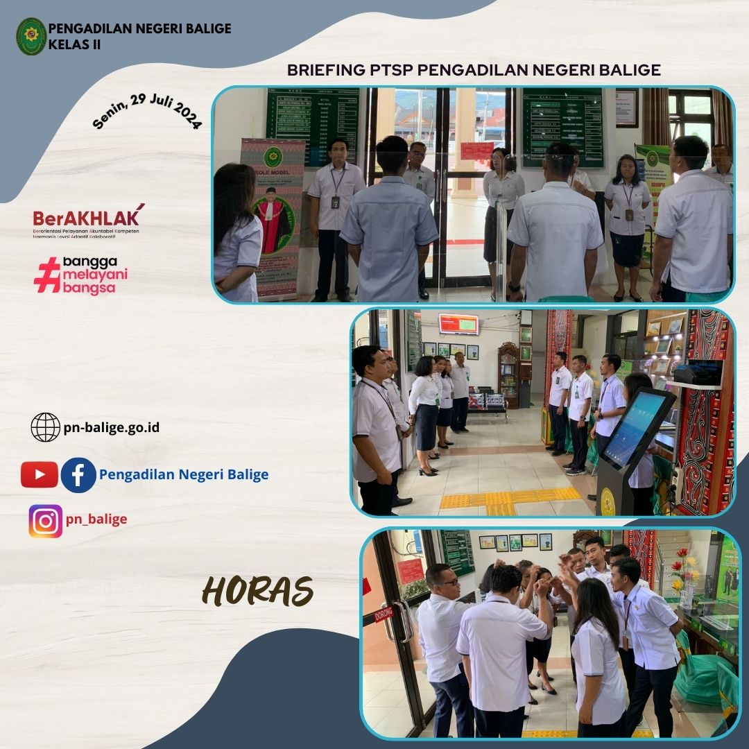 BRIEFING PAGI PETUGAS PTSP - Senin, 29 Juli 2024